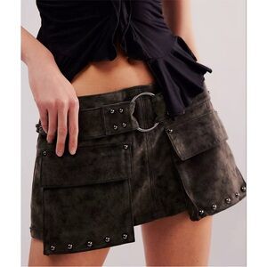 We The Free micro suede mini cargo skort with studs